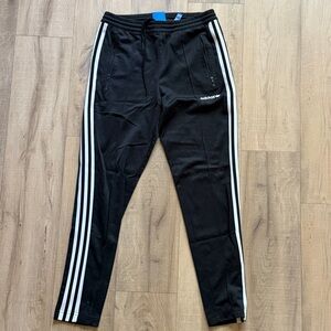 Adidas Kids Black Joggers with White Stripes